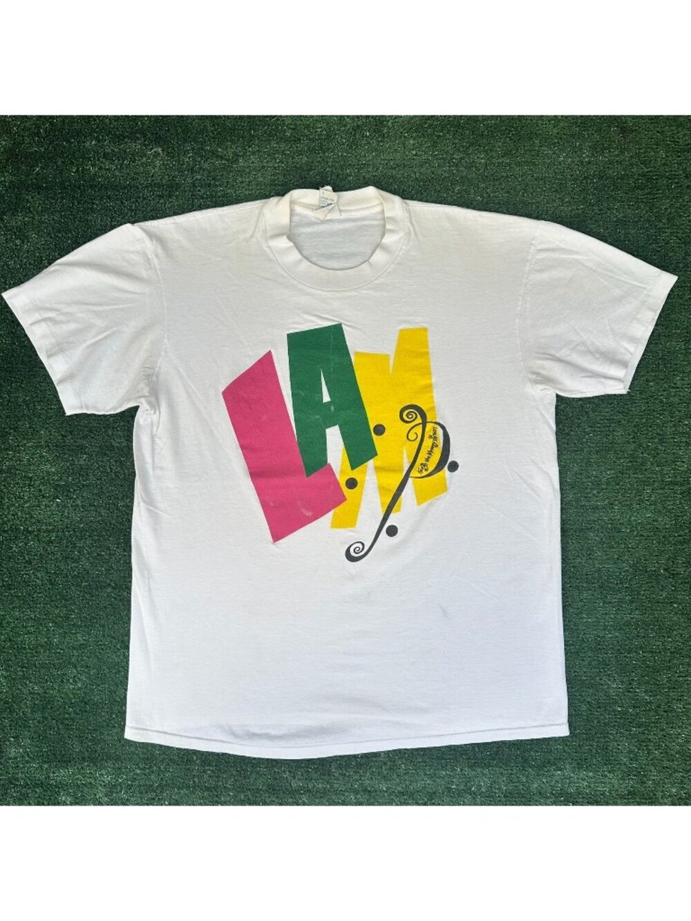 Vintage 90s Colorful White T-Shirt Single Stitch Soft Thin L Kidcore Surf Indie